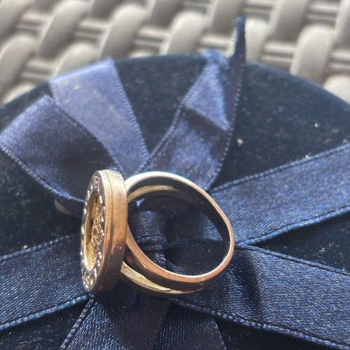 Bulgari ring silver gold 925 & 585 like new with zircon
