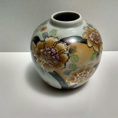 Satsuma porcelain vases used, set of 3 pieces