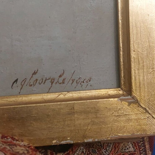 Oil painting used by foreign artist, possibly Russian or Bulgarian