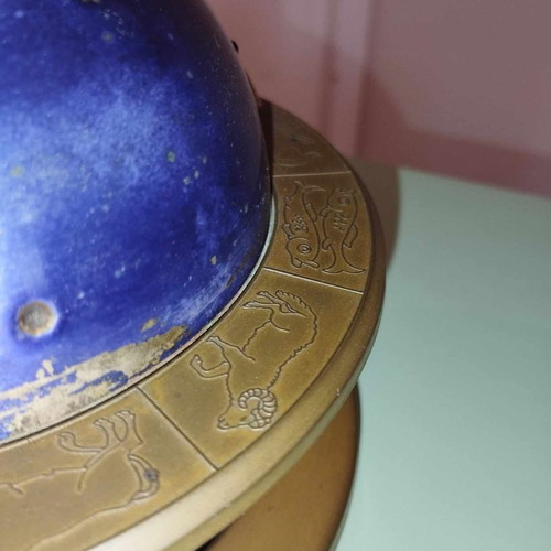 Vintage cigarette case used with embossed zodiac ring, planet Saturn design