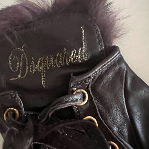 Dsquared2 leather gloves with fox fur used