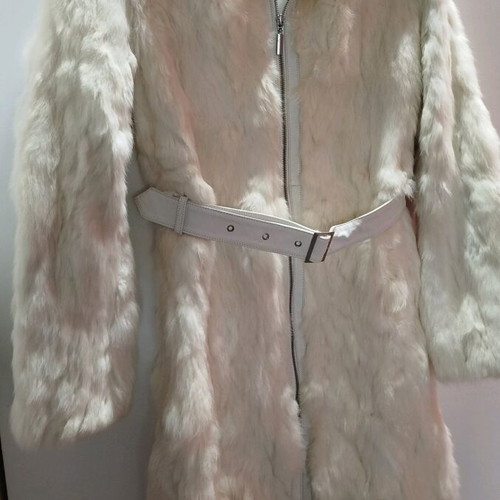 Anel coat made of genuine leather and fur, like new, size S