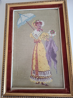 Wooden framed embroidery artwork