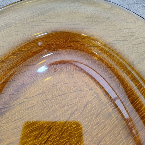 Duralex France glass platter used, amber color, 36x23 cm