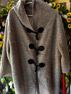 Women's cardigan like new, beige with hood, size M/L