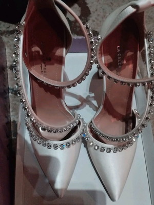 Champagne shoes with stones new, 11 cm heel, size 40