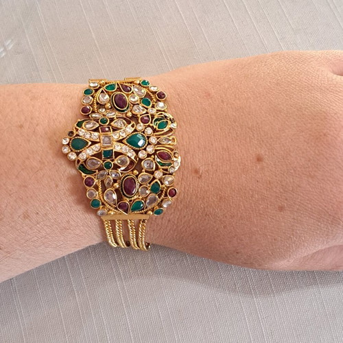 Vintage gold bracelet with colorful stones