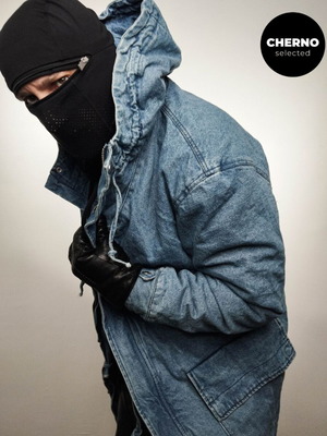 Zara Denim Sherpa Hooded Longline Jacket σαν καινούργιο, μέγεθος L•XL, μπλε