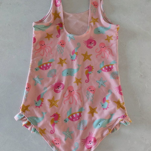 H&M kids' one-piece swimsuit like new, pink with sea animals