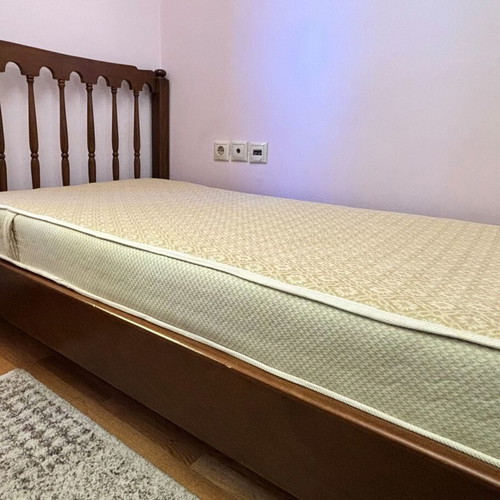 Wooden single bed with mattress used, walnut