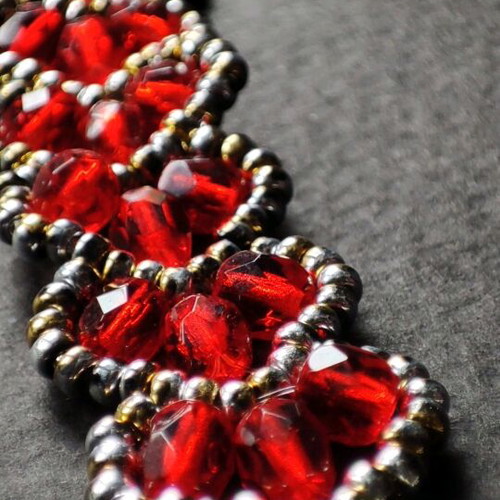 Handmade Miyuki heart bracelet made to order, red and silver