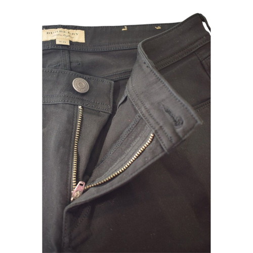 Burberry London England Skinny Low-Rise Black Jeans with Leather Patch W29