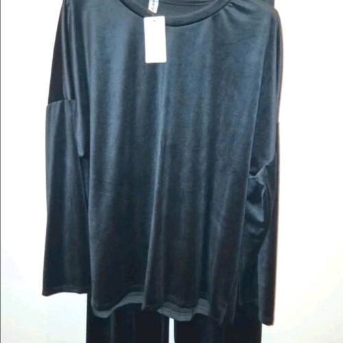 Velour tracksuit set new, size up to 2XL, black