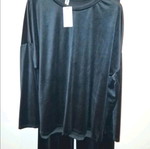 Velour tracksuit set new, size up to 2XL, black
