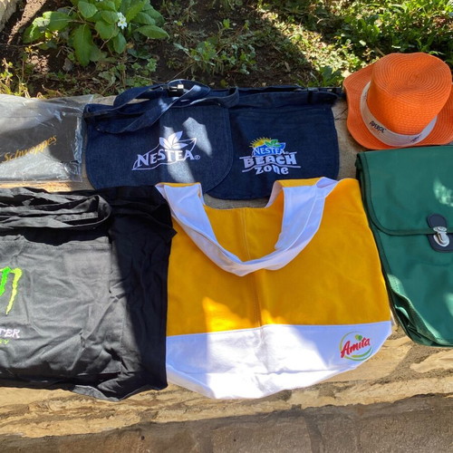 Advertising items new collection with bags, hats and shirt