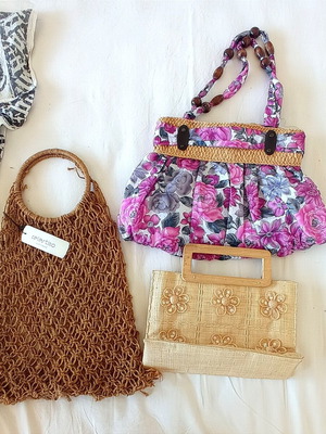 Celestino summer fabric bags pack like new, beige and pink