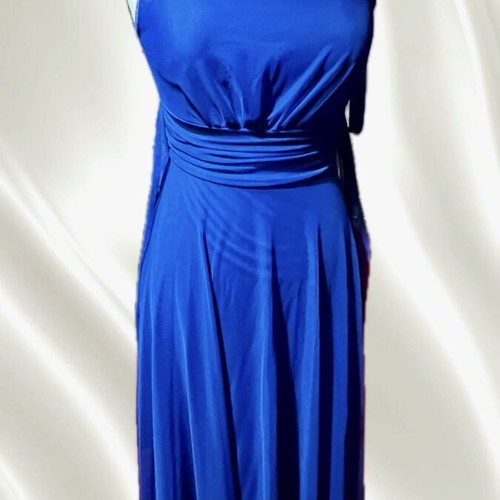 dusky blue satin dress Dusty Blue Silk Satin Dress V Neckline Flutter Sleeves  Dsir Couture