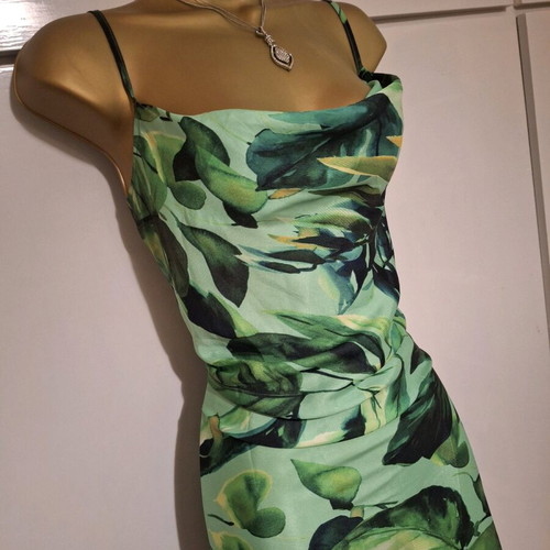 Green Leaf Print Midi Cami Dress Size Medium Shein like new