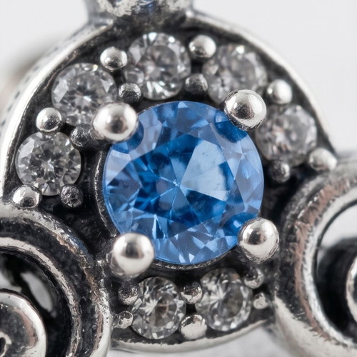 Pandora Cinderella Pumpkin Coach Earrings new, blue and silver