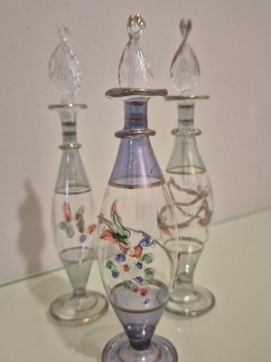 Set of 3 Handmade Egyptian Perfume Bottles blown glass