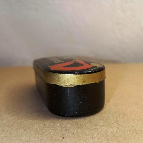 Vintage French thread dispenser tin box used, 1940s