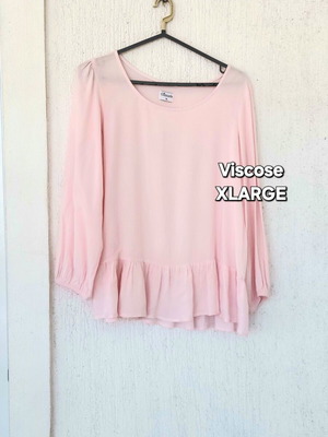 Pink long-sleeve viscose blouse XL like new