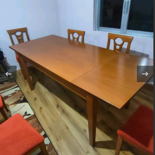 Dining set with extendable table 160x90 +50cm and 6 chairs like new