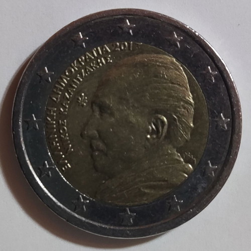 Greek 2 Euro Coin 2017 Nikos Kazantzakis Like New