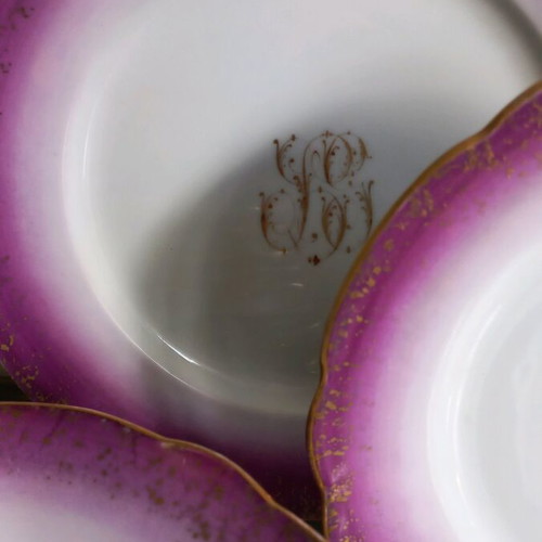 Serving set for 6 French porcelain with monogram like new