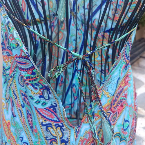 Boho long dress 100% silk backless new, one size