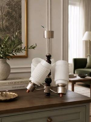 Retro style ceiling lamp used with 4 glass shades
