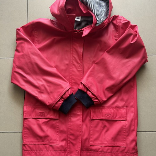 Petit Bateau waterproof parka for girls, pink, size 8 years