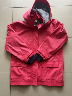 Petit Bateau waterproof parka for girls, pink, size 8 years