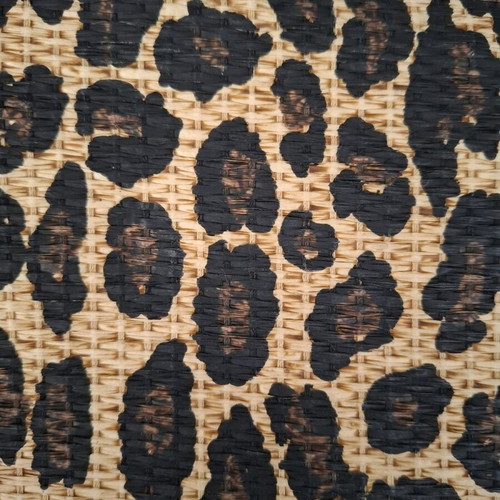 Straw leopard bag H&M used, multicolor