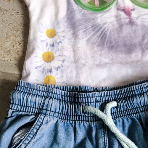 Girls' set No3-4 with Joyce t-shirts and Lupilu shorts used