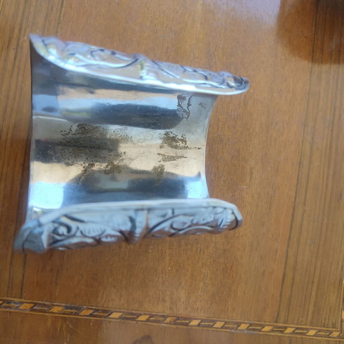 Silver-plated bracelet cuff like new with intricate engravings