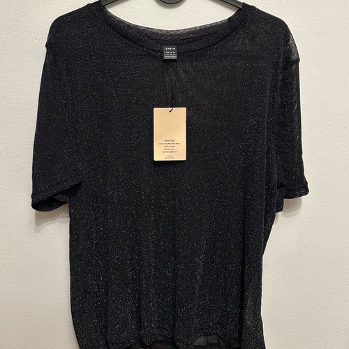 Shein black see-through women's blouse with shimmer, XL