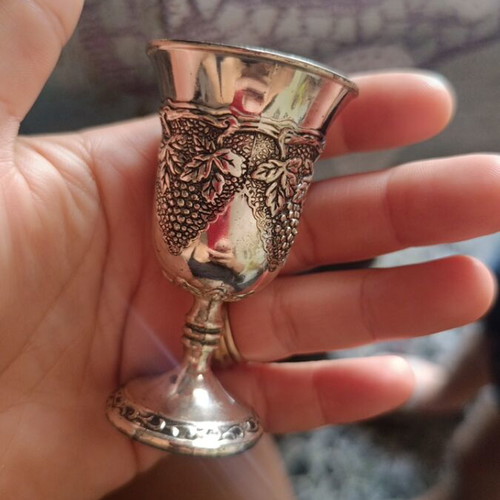 Vintage silver-plated liqueur glasses set of 6 used