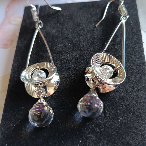 Vintage earrings with Swarovski crystals new, silver