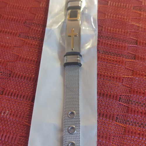 Unisex bracelet made of titanium and steel, new, gray