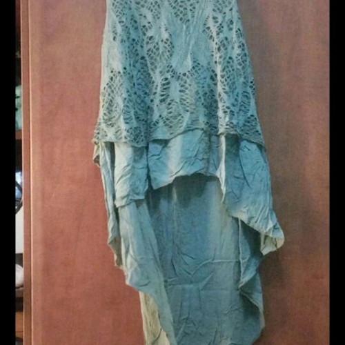 Khaki blouse short front and long back new, one size
