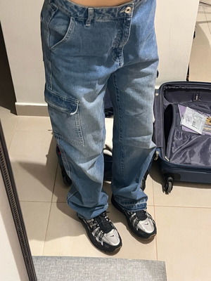 Cargo jeans like new, size M 38, blue
