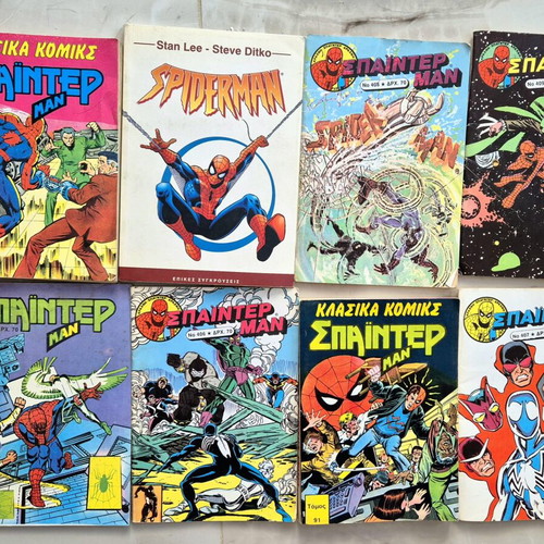 Spiderman comics used, issues 406, 407, 408, 409, 431, volumes 90 and 91, Stan Lee book