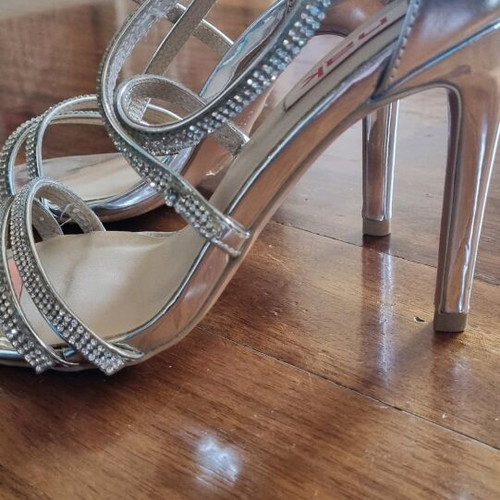 Nak silver high-heeled sandals used, size 36