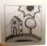 Mini house sketch new on Bristol paper 11.7x10.5cm
