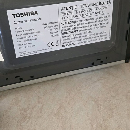 Toshiba MW2-MM20P(BK) Microwave Oven like new, 800W