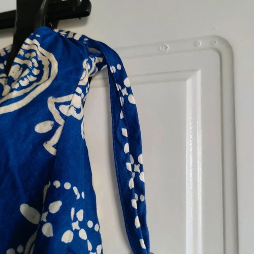 H&M mini skirt paisley boho circle skirt new, size L, blue and white