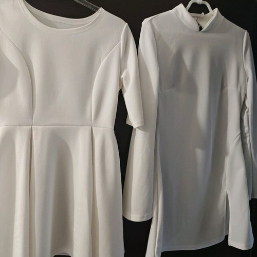 White mini dresses like new, set of 2 pieces