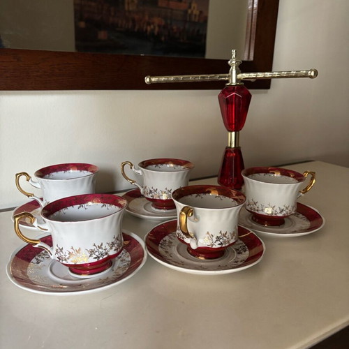 Antique porcelain tea serving set used, Former Yugoslavia