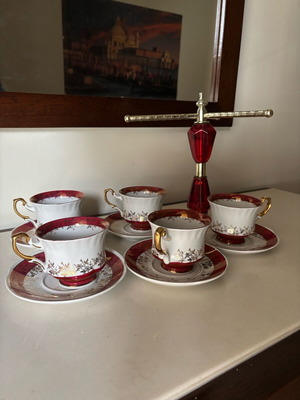 Antique porcelain tea serving set used, Former Yugoslavia